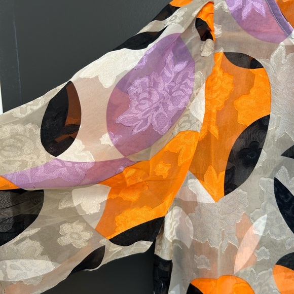 Kaffe NWT size 10 Abstract Print Blouse and Skirt Set- sheer effect, puff sleeve - Picture 12 of 16